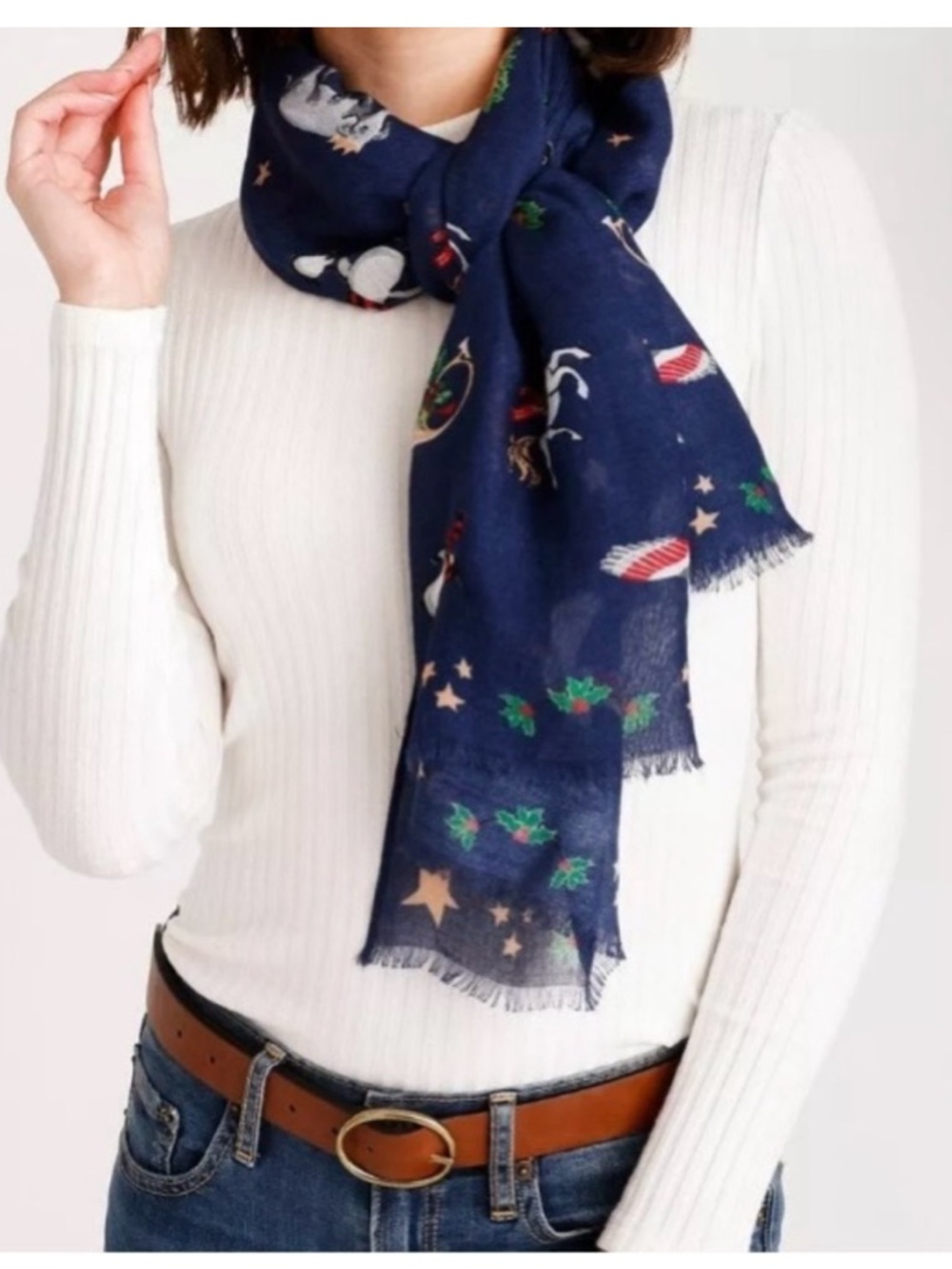 NWT Vera Bradley Soft Fringe Scarf  SNOW GLOBE MOTIF Holiday Penguins Unicorn